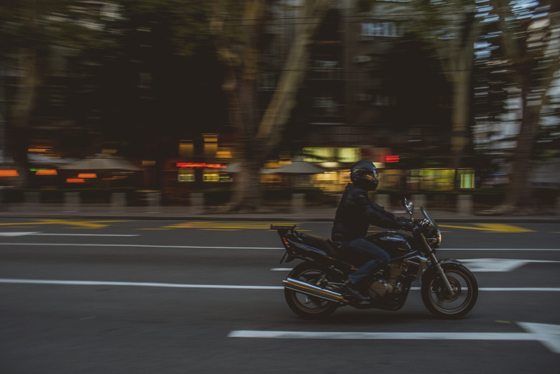 built structure, street, dark, photo, crash helmet, motorbike, day, tree, cruiser, side view, makedonska, outdoors, blurred motion, serbium, helmet, architecture