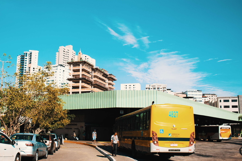blue, no people, city blue sky, street, outdoors, day, land vehicle, terminal, building exterior, 4K, public transportation, sunlight, building, cars