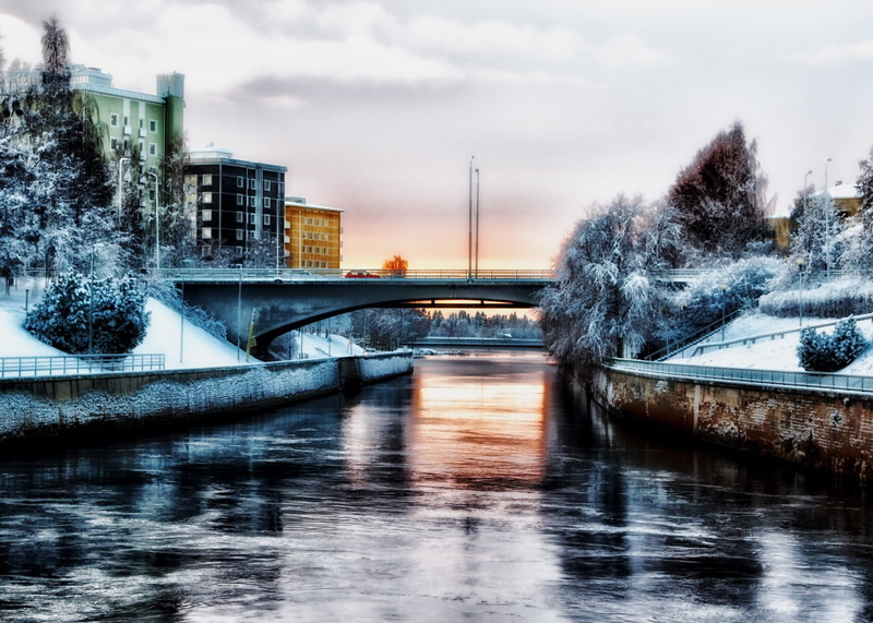 transportation, architecture, Finland, nature, building, bridge - man made structure, tree, connection, outside, outdoors, motion, City, river, building exterior