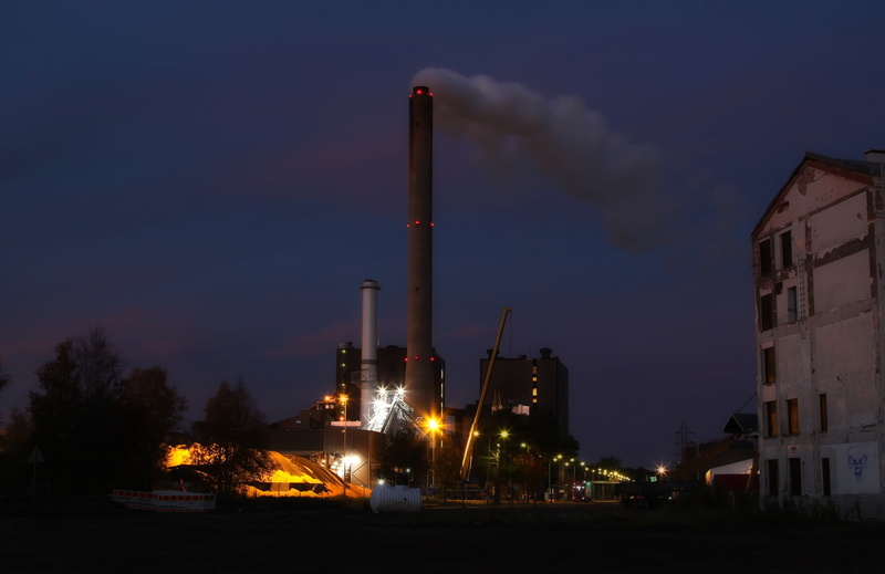 lights, urban, industry, outside, technology, night, smoke - physical structure, emitting, industrial district, finland, chemical plant, outdoors, oulu