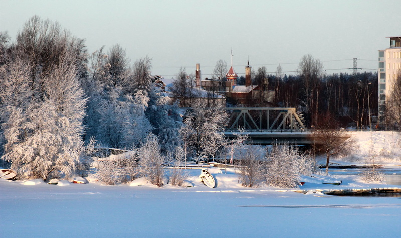water, nature, city, tree, oulu, frozen, outdoors, architecture, day, bridge, winter, finland, building exterior, no people, scenics - nature, snow, plant