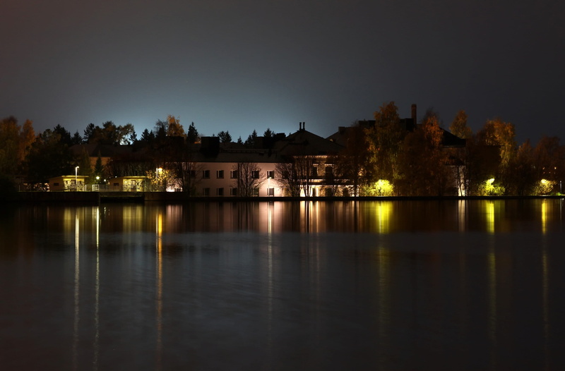 residential district, lake, reflections, silhouettes, built structure, no people, Finland, house, Water, illuminated, shore, building, 4K, lights, outdoors