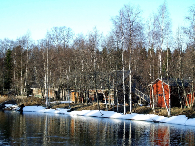 beauty in nature, river, country, forest, snow, finland, tranquil scene, homes, countryside, shoreline, tranquility, frozen, water, scenic, houses, winter