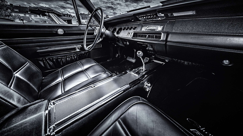 motor, indoors, transportation, 2K, interior, fast, dodge, city, travel, on the move, motor vehicle, power, transpor, metal, black and white, high angle view