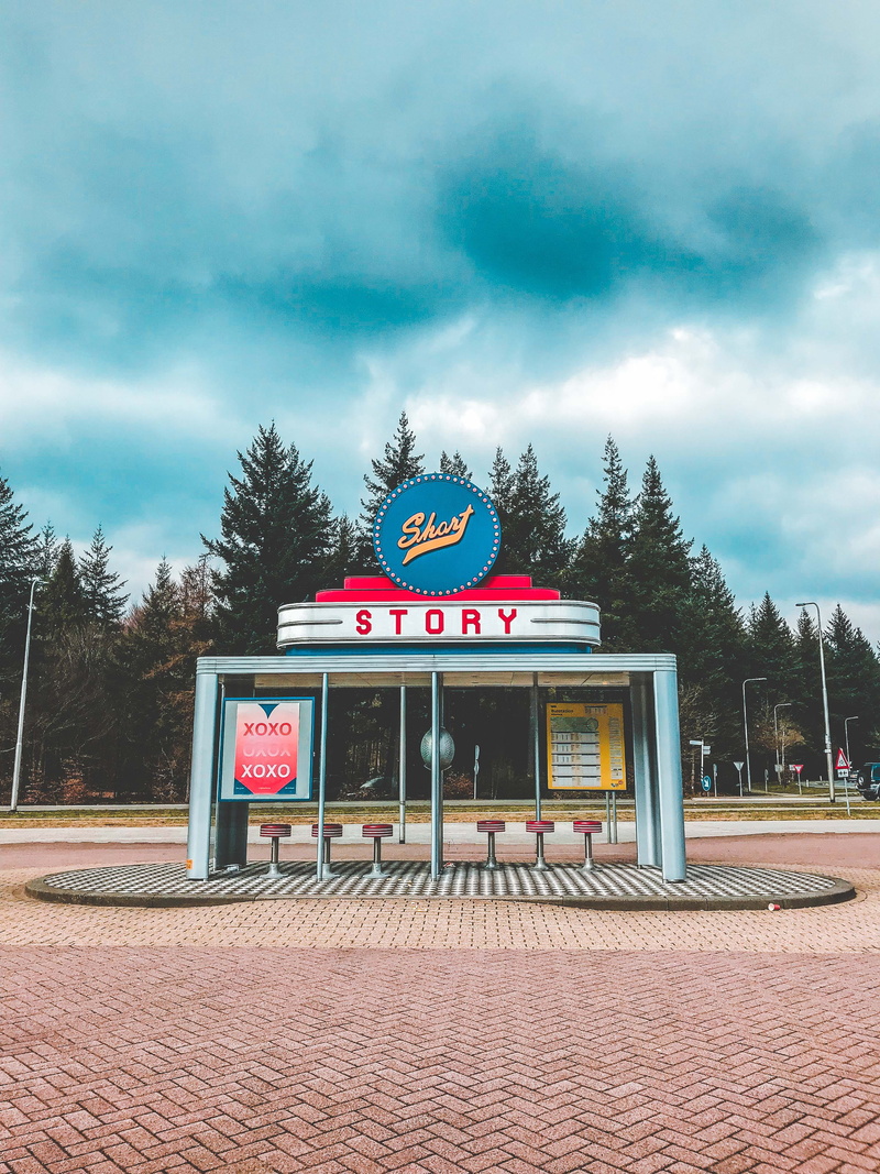 forrest, bus station, tree, no people, plant, nature, forest, 4K, building exterior, bus, busstation, capital letter, information sign, information, day