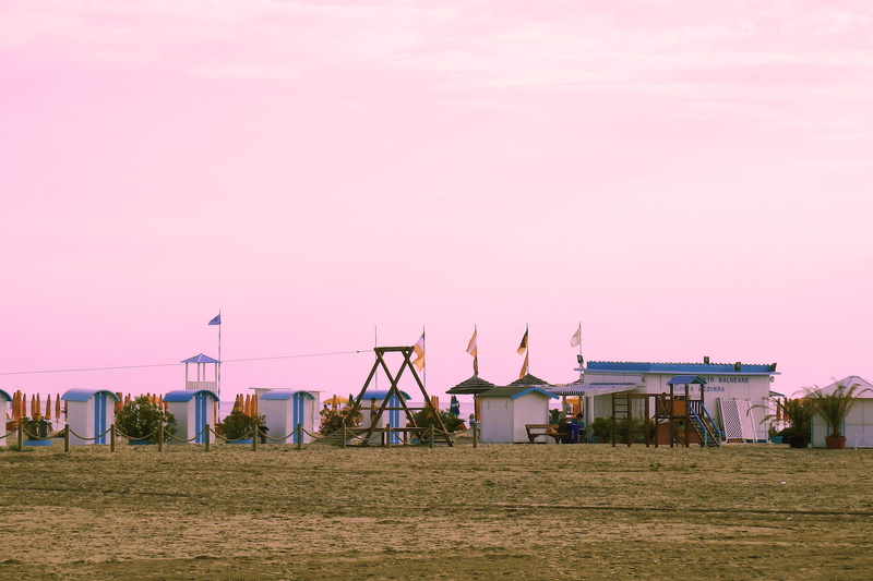 environmental conservation, holiday, wind turbine, friuli, grado, landscape, built structure, fuel and power generation, beach, sunset, huts, italy, mediterranean