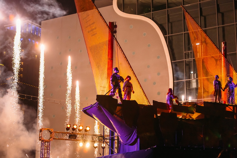 taiwan, exhibition, occupation, stage, cityscape, night light, taichung, 5K, performance, light, ceremony, outdoors, concert, feelingsmall, smoke - physical structure