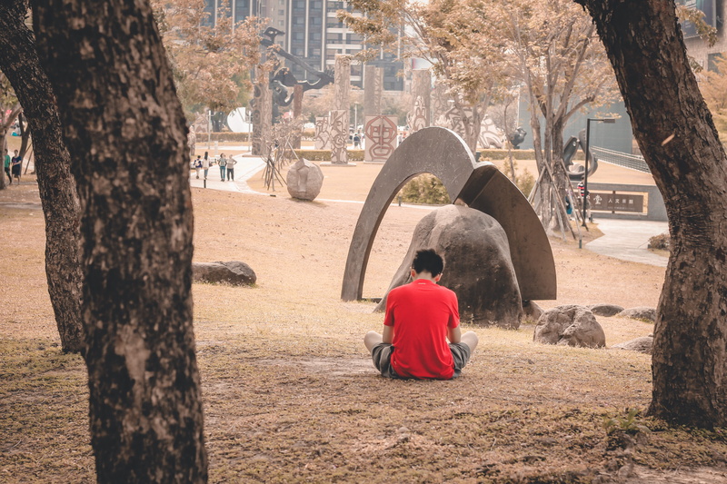 men, 5K, belief, outdoors, plant, spirituality, sitting, building exterior, people, leisure activity, rear view, trees, tree, sunlight, inspirational