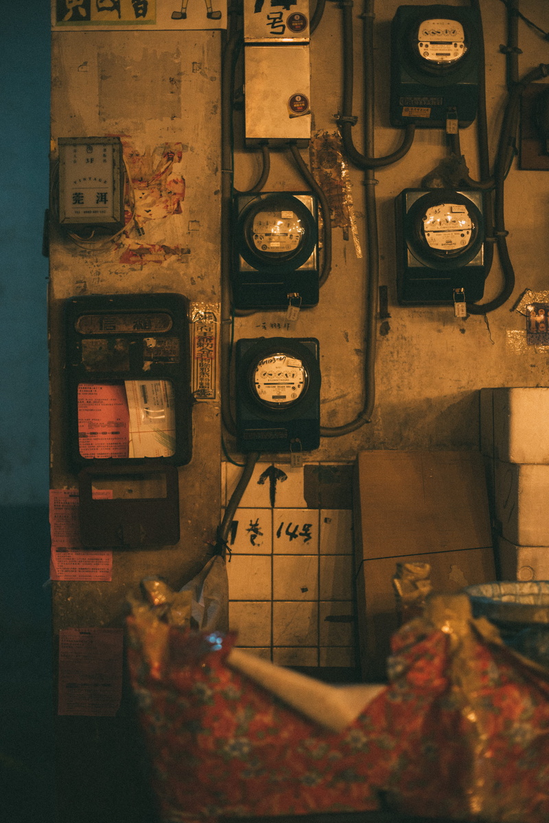 wall - building feature, machine, gauge, generator, human, dial telephone, electricity, taiwan, tachometer, wiring, electronics, communication, street photography