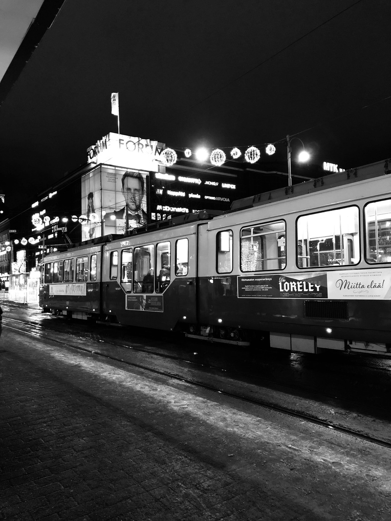 night, train track, land vehicle, mode of transportation, train - vehicle, person, railroad car, life, vehicle, cable car, street, built structure, railroad station
