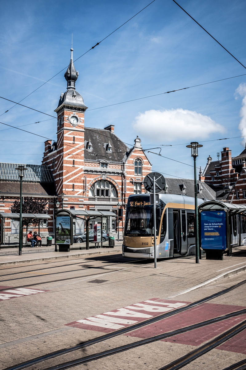 railway, trolley, building exterior, road, fort-jaco, belief, street, built structure, urban, track, train museum, sky, structure, belgium, city, clock