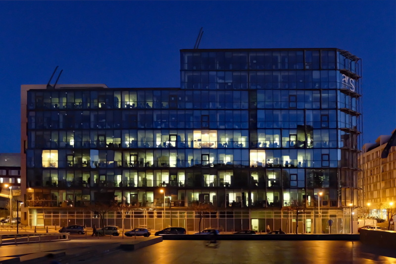 4K, outdoors, clear sky, office, building, nature, architecture, built structure, building exterior, modern, city, horizontal plane, city life, illuminated