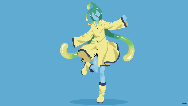 Suu (Monster Musume), Green Hair, 1080P, creativity, no people, blue, representation, colored background, blue background, Monster Musume, food and drink
