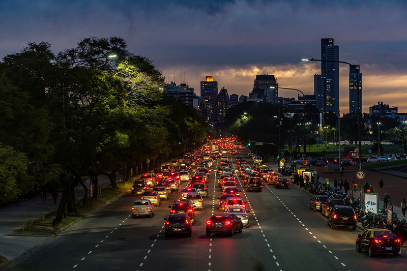 people, rush hour, twilight, urban scene, Buenos Aires, everyday life, cityscape, skyscrapers, 1080P, Argentina, dusk, night, cars, traffic, rush