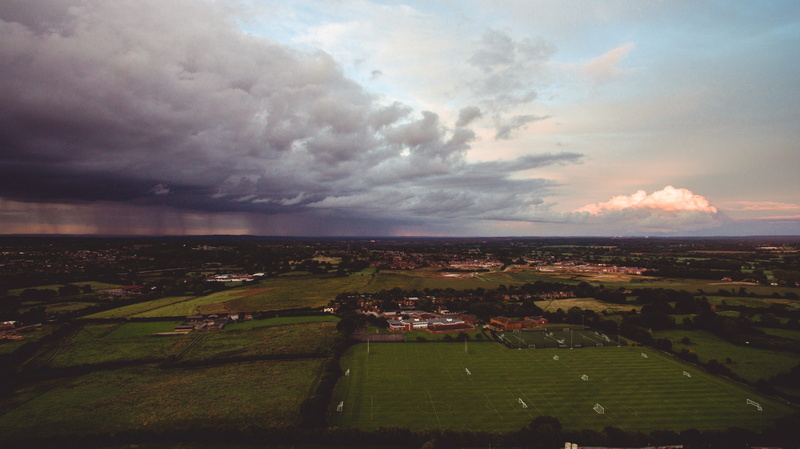 built structure, from above, dark, clouds, sea, architecture, landscape, light, nature, environment, everyday exploration, reading, sky, 4K, storm, drone