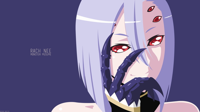 Purple Hair, Smile, Red Eyes, Everyday Life with Monster Girls, Monster Musume, 1080P, Anime, Rachnera (Monster Musume)