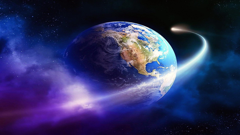 no people, sphere, planet earth, blue, staars, sky, astronomy, 1080P, cosmos, planet - space, outdoors, light - natural phenomenon, nature, space, lens flare