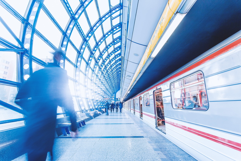 stop, indoors, corridor, lights, 4K, travel, built structure, prague, men, people, sunlight, public transportation, motion, train, czech, lens flare, walking
