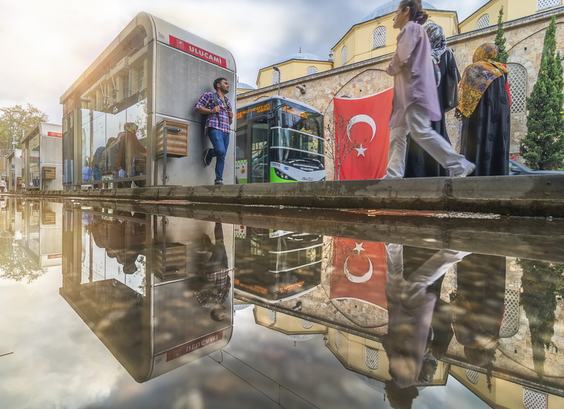 reflection, standing, day, women, togetherness, leisure activity, street, human, built structure, people, men, real people, full length, rainy season, 5K