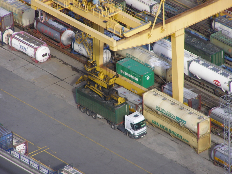 container, land vehicle, architecture, bus, travel, access, envelope, 2K, loading crane, car, station, outdoors, lift the container, street, rail transportation