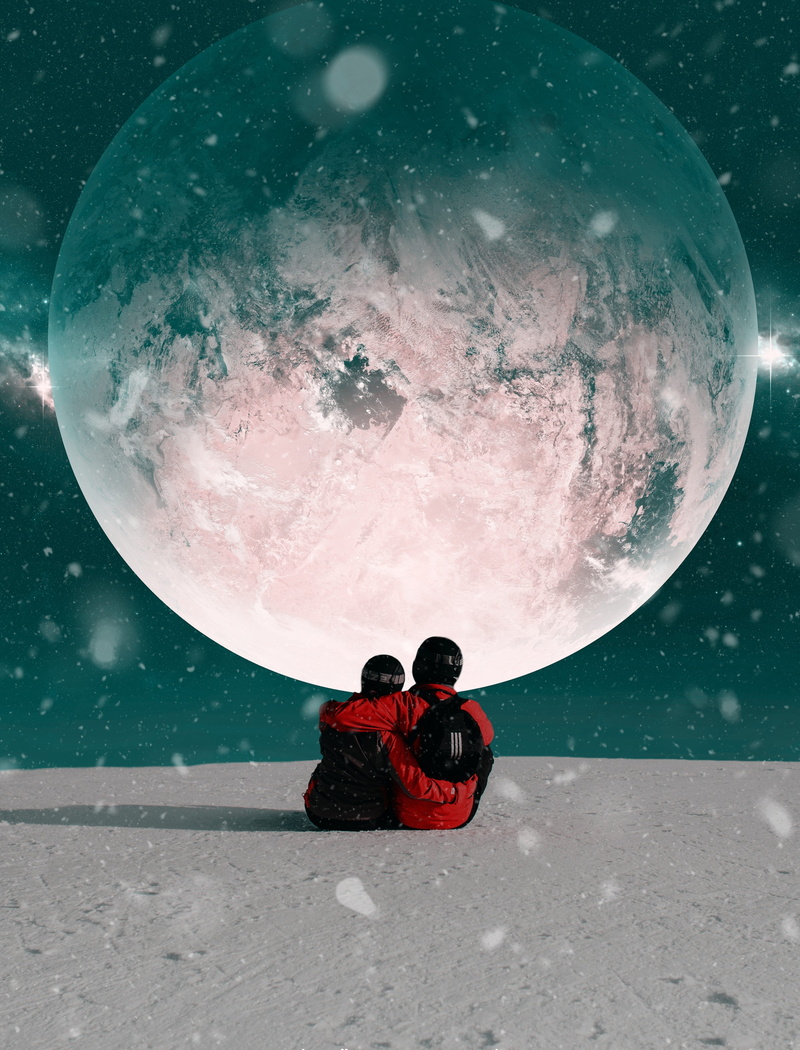winter, two people, month, adult, leisure activity, people, happy, warm clothing, snowing, heart, 4K, couple - relationship, star - space, men, standing