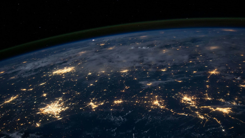 cloud - sky, night, planet - space, sky, beauty in nature, illuminated, planet, water, no people, nature, 1080P, satellite view, planet earth, glowing