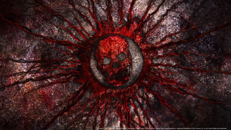 1080P, game, art, gears of war, logo, Games, red, war, video, hd, skull, gears