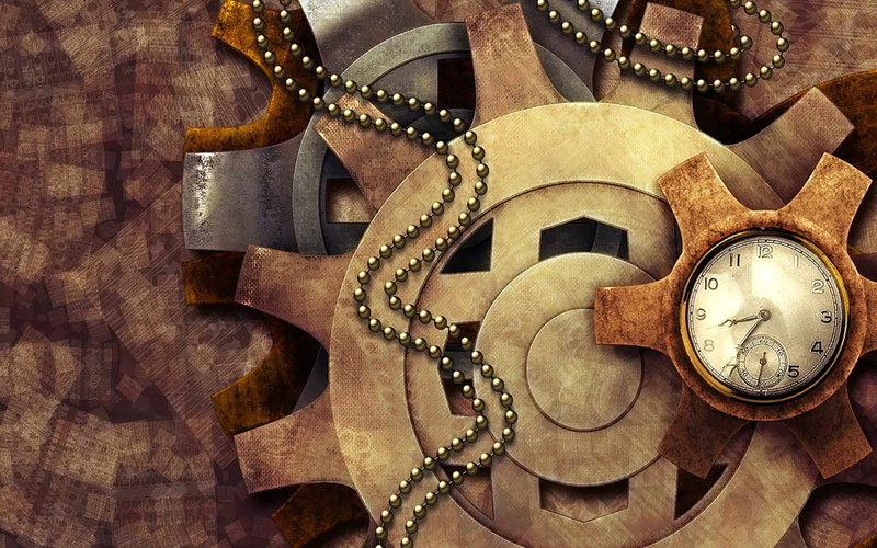 clock, brown, 1080P, mechanical, antique, gear, close-up, bokeh, Steampunk, no people, machine part, backgrounds, retro styled, time, leather, instrument of time