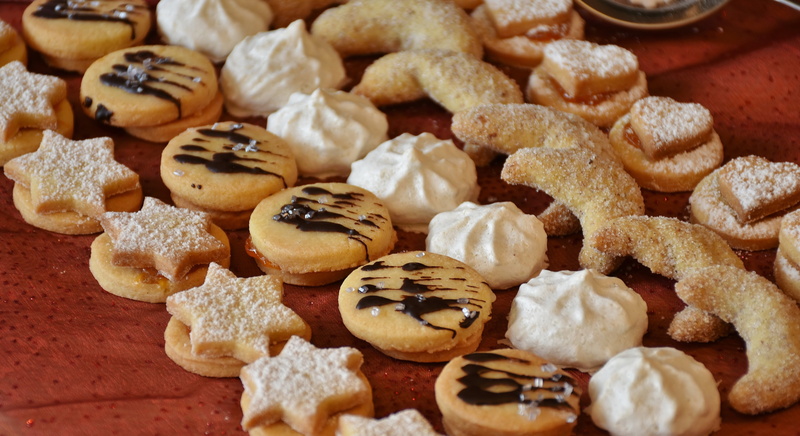 abundance, healthy eating, vanillekipferl, temptation, butter, full frame, cookies, christmas, still life, high angle view, sugar, bake, sweet food, food
