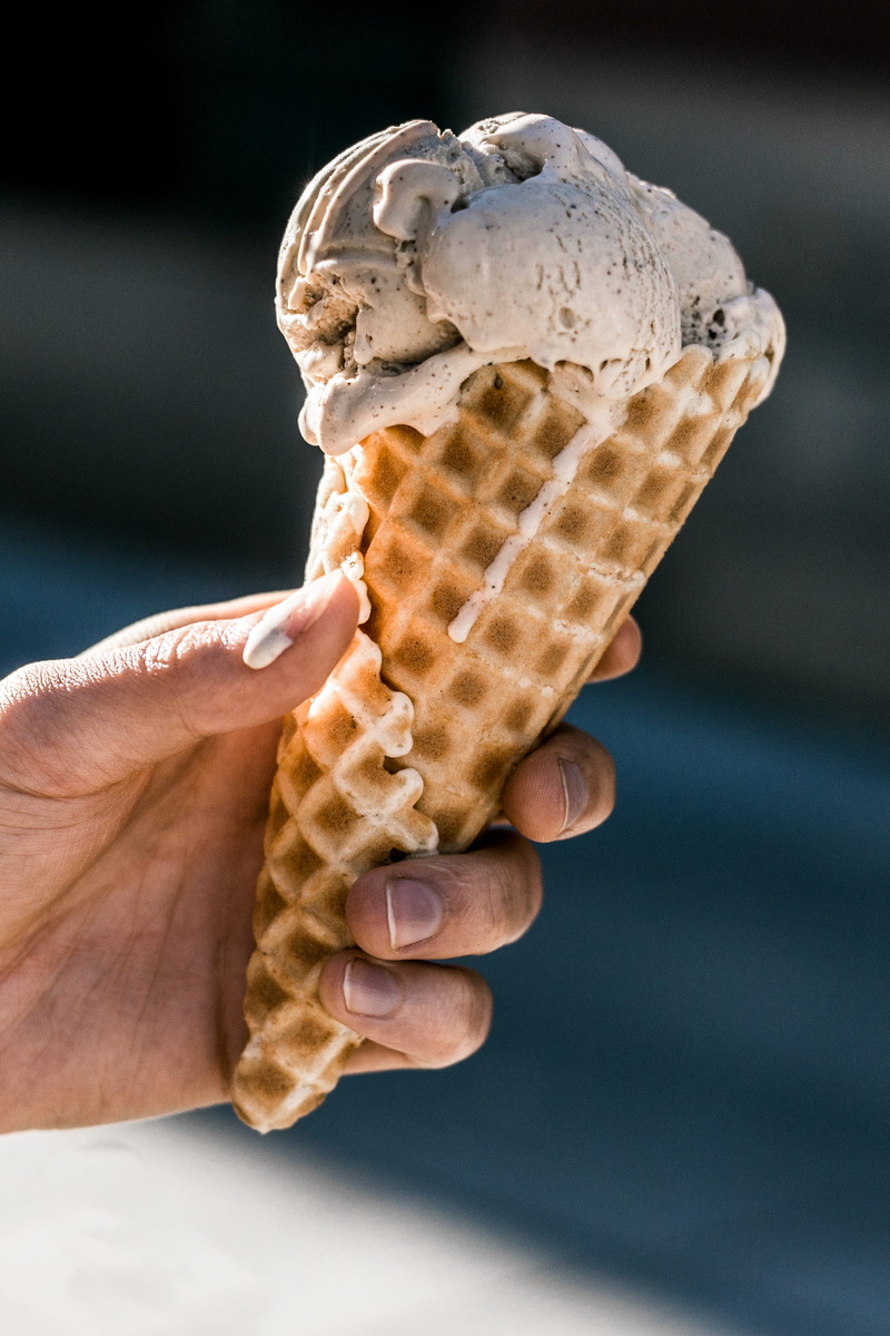 delicious, holding, temptation, melt, ice cream cone, frozen, canada, dessert, melting, one person, focus on foreground, sweets, awesome, dripping, village ice cream