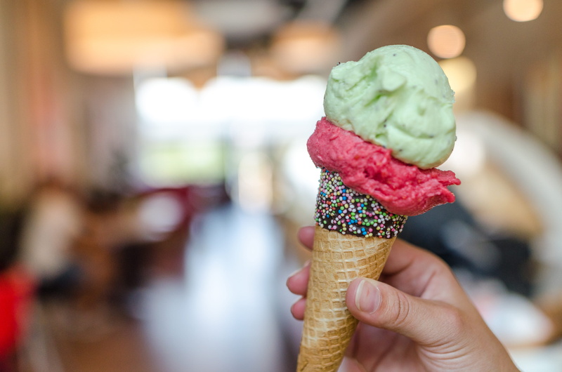 frozen food, summer, sweet food, dessert, indoors, indulgence, focus on foreground, human body part, cold, hand, cone, 4K, chocolate, ice cream, blur