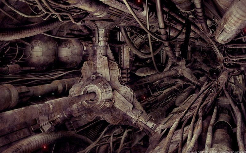 close-up, brown, digital art, heap, low angle view, backgrounds, no people, dark, pipes, full frame, textured, technology, artwork, pattern, wood - material