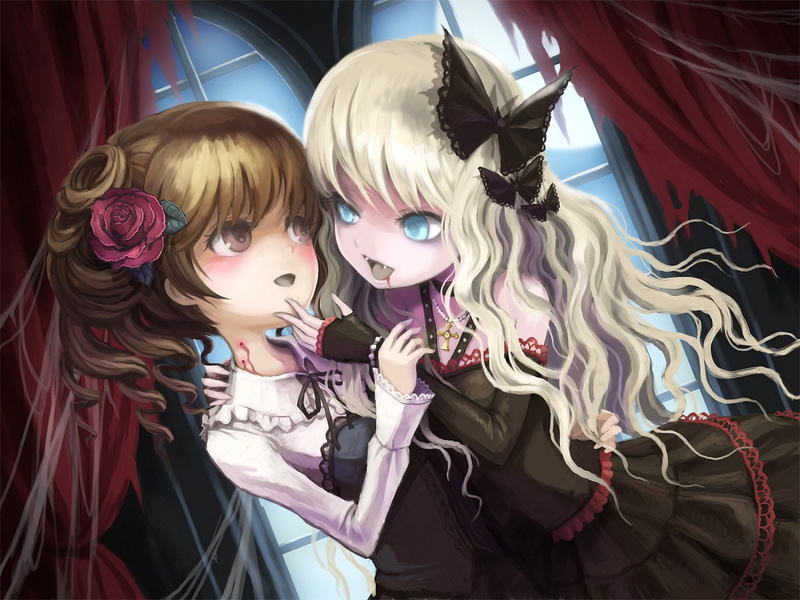 anime, haired, original, illegal, blonde, bible, brown, 1080P, dress, vampires, ume, girl, girls, death colle