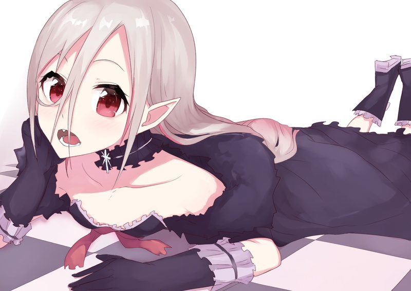 4K, Original, Anime, Red Eyes, Vampire, White Hair