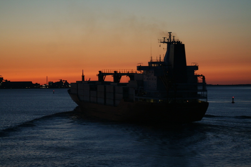 waterfront, shipping, beauty in nature, mode of transportation, waters, germany, container, 2K, Container, transport, sunset, orange color, port, sailboat