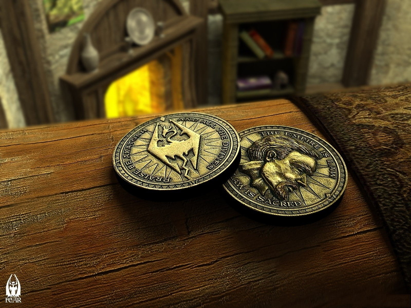video games, 720P, elder, hd, two, round, coins, scrolls, skyrim