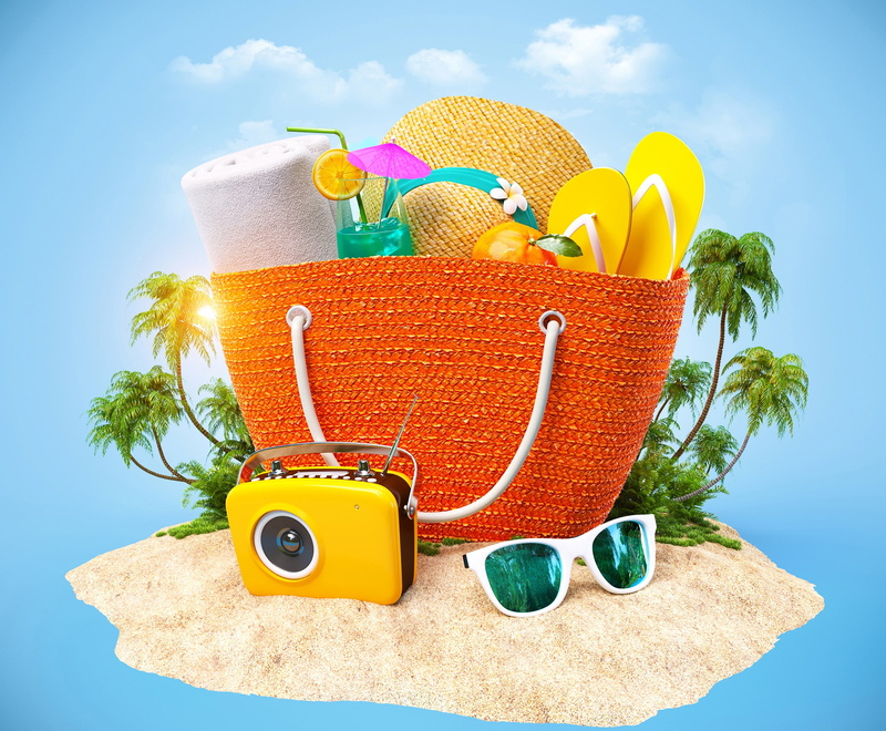 cocktail, 2K, the sun, bag, Tropics, summer, camera, figure, hat, glasses
