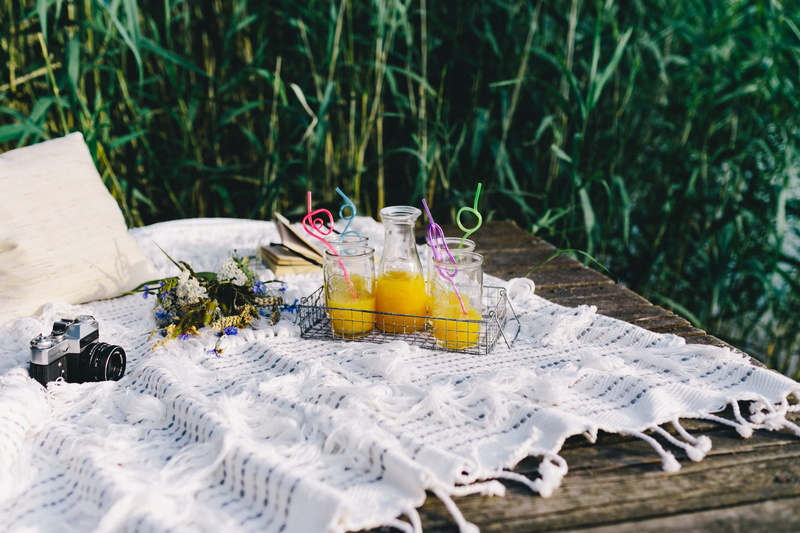 outdoors, eating, morning, drink, nature, table, resting, tablecloth, pier, blanket, land, vacations, freshness, food and drink, container, food, bottle
