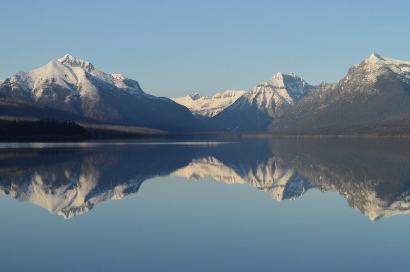 cold temperature, winter, symmetry, clear sky, wilderness, day, mountain, tranquil scene, nature, water, peaceful, mount stanton, skyline, lake, mountains