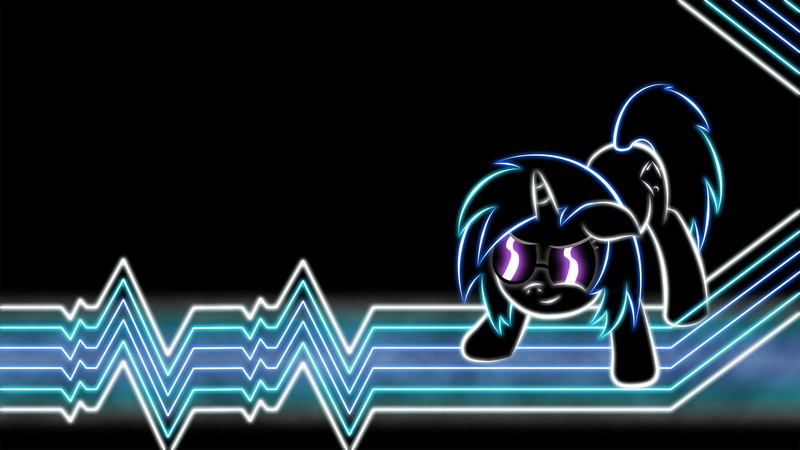 copy space, technology, studio shot, glowing, no people, Vinyl Scratch, My Little Pony, motion, black background, in a row, arts culture and entertainment
