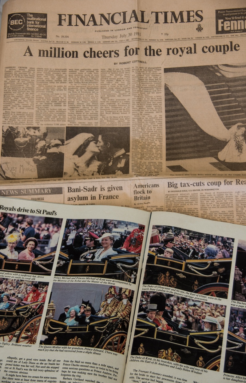 representation, diana, journalism, paper, arts culture and entertainment, page, large group of objects, wedding, poster, architecture, group of people