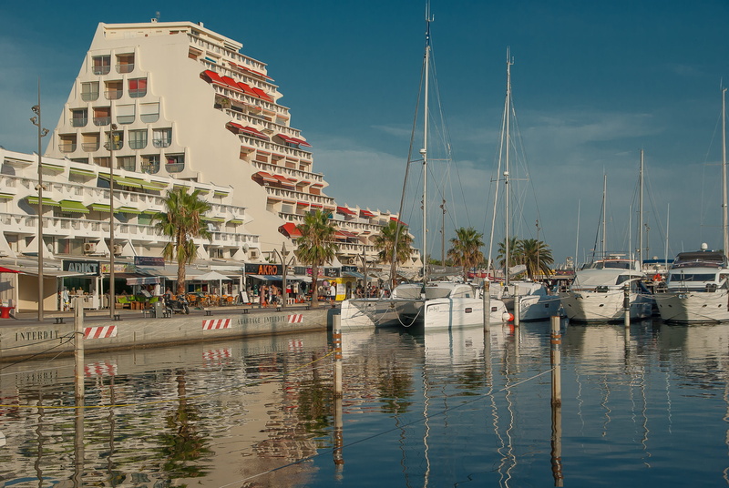 4K, harbor, sea, mode of transportation, sailboat, built structure, building exterior, boats, nature, sailboats, la grande motte, sky, day, transportation