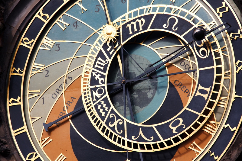antique, clock face, prague, instrument of time, circle, europe, astronomical clock, outdoors, landmark, monument, tower, clock tower, historical, ornate
