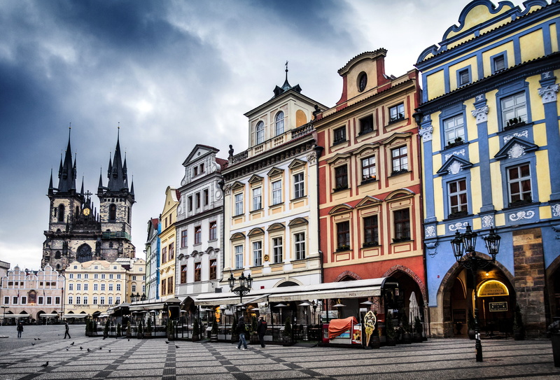Czech Republic, people, Tyn Church, 4K, area, architecture, Staré Město, building, tower, The old town square, Praha, The Czech Republic, Old town square