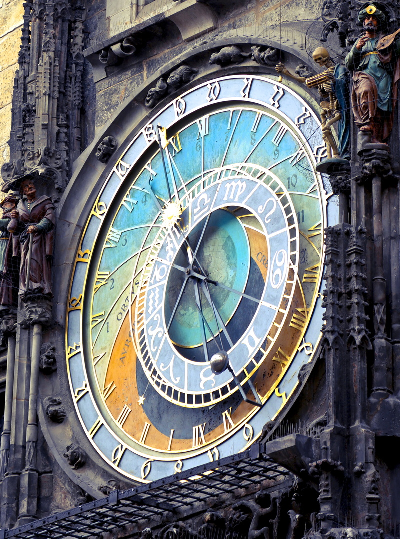 ornate, tower, timepiece, minute hand, building exterior, design, retro, astrology sign, low angle view, europe, prague astronomical clock, Analogue, round