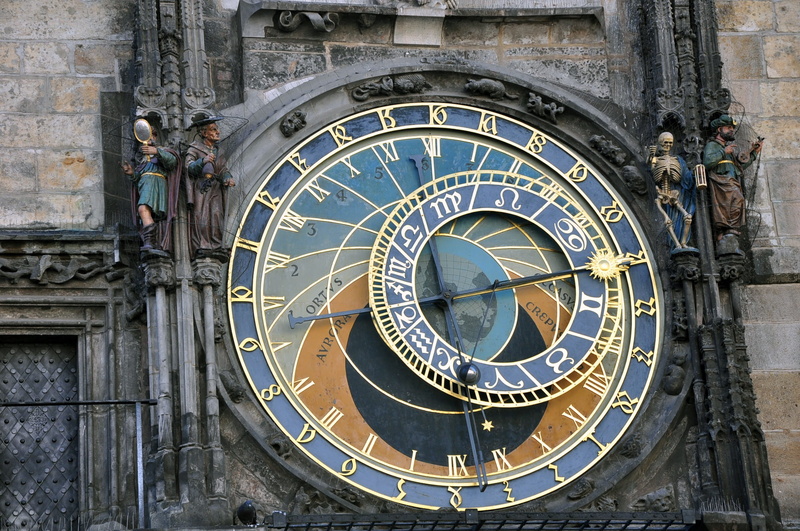 ornate, building, roman numeral, city, architecture, medieval, Square, astronomical clock, clock tower, astrology, tower, Time, building exterior, day