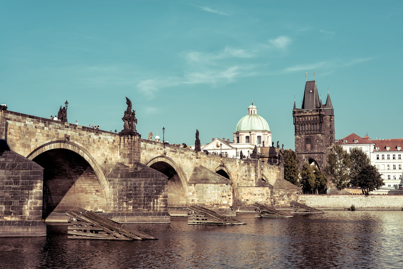 5K, built structure, charles bridge, outdoors, vtlava, arch bridge, water, czech, landmark, landscape, tower, praha, town, prague, no people, bridge - man made structure
