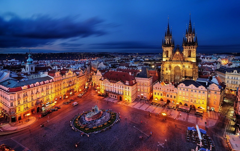 building, Praha, the evening, building Exterior, city, The Old Town, twilight, the city, The old town square, urban Scene, The Czech Republic, long exposure