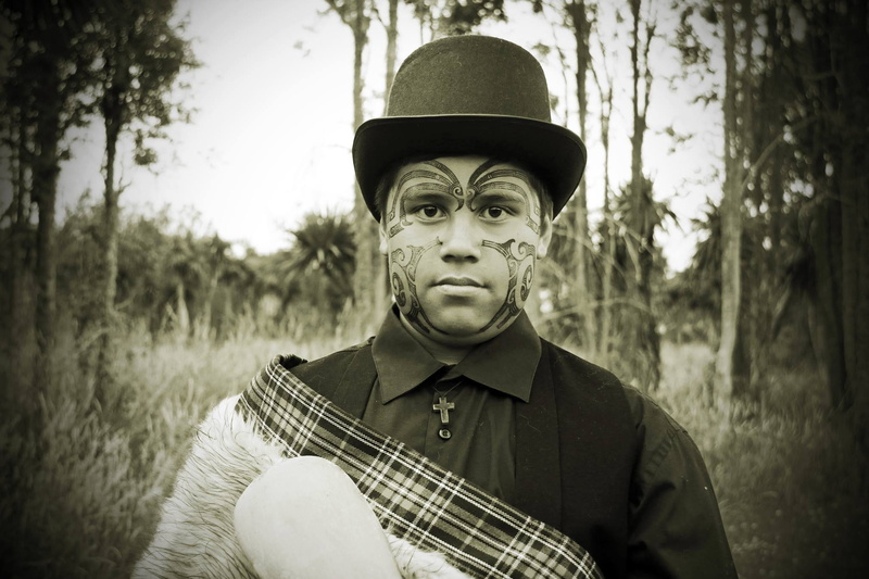 photo, people, person, models, tree, indigenous, face painting, portrait, day, looking at camera, arts culture and entertainment, string instrument, artist