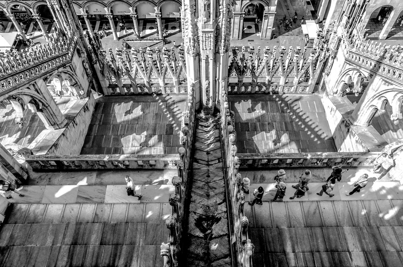 ceiling, history, built structure, day, architecture, pattern, belief, travel destinations, no people, milano, creativity, duomo di milano italy, black and white